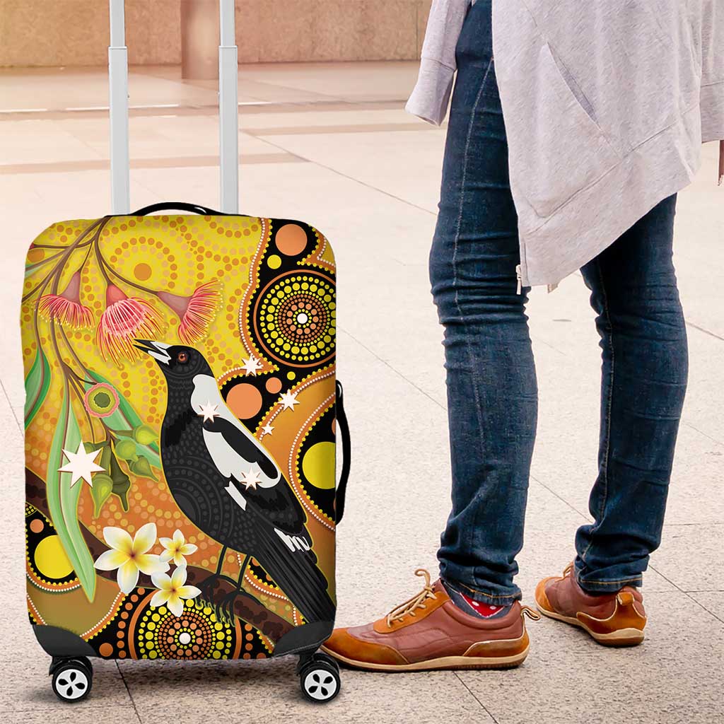Australia Eucalyptus Flower And Magpie Luggage Cover Aboriginal Art