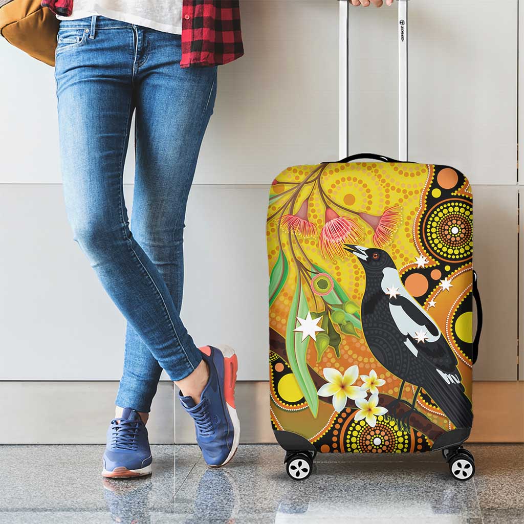 Australia Eucalyptus Flower And Magpie Luggage Cover Aboriginal Art