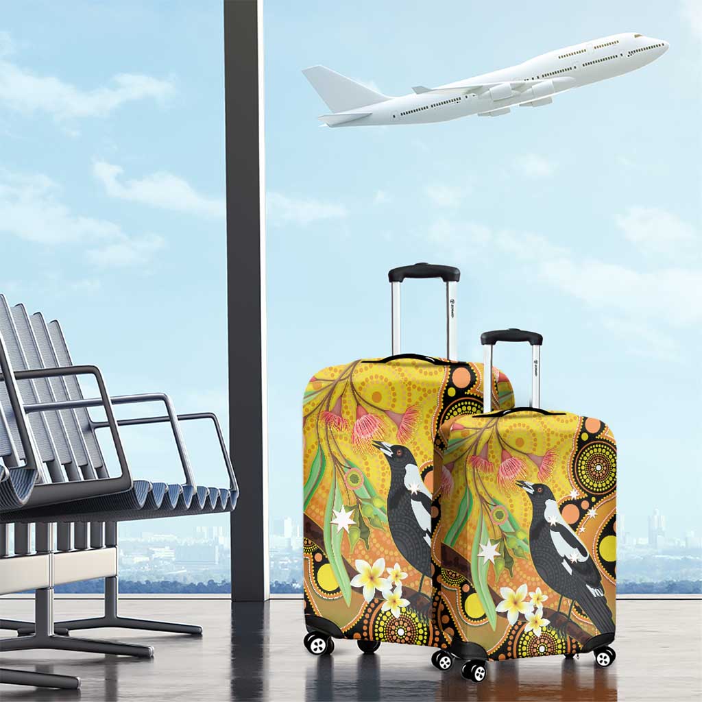 Australia Eucalyptus Flower And Magpie Luggage Cover Aboriginal Art