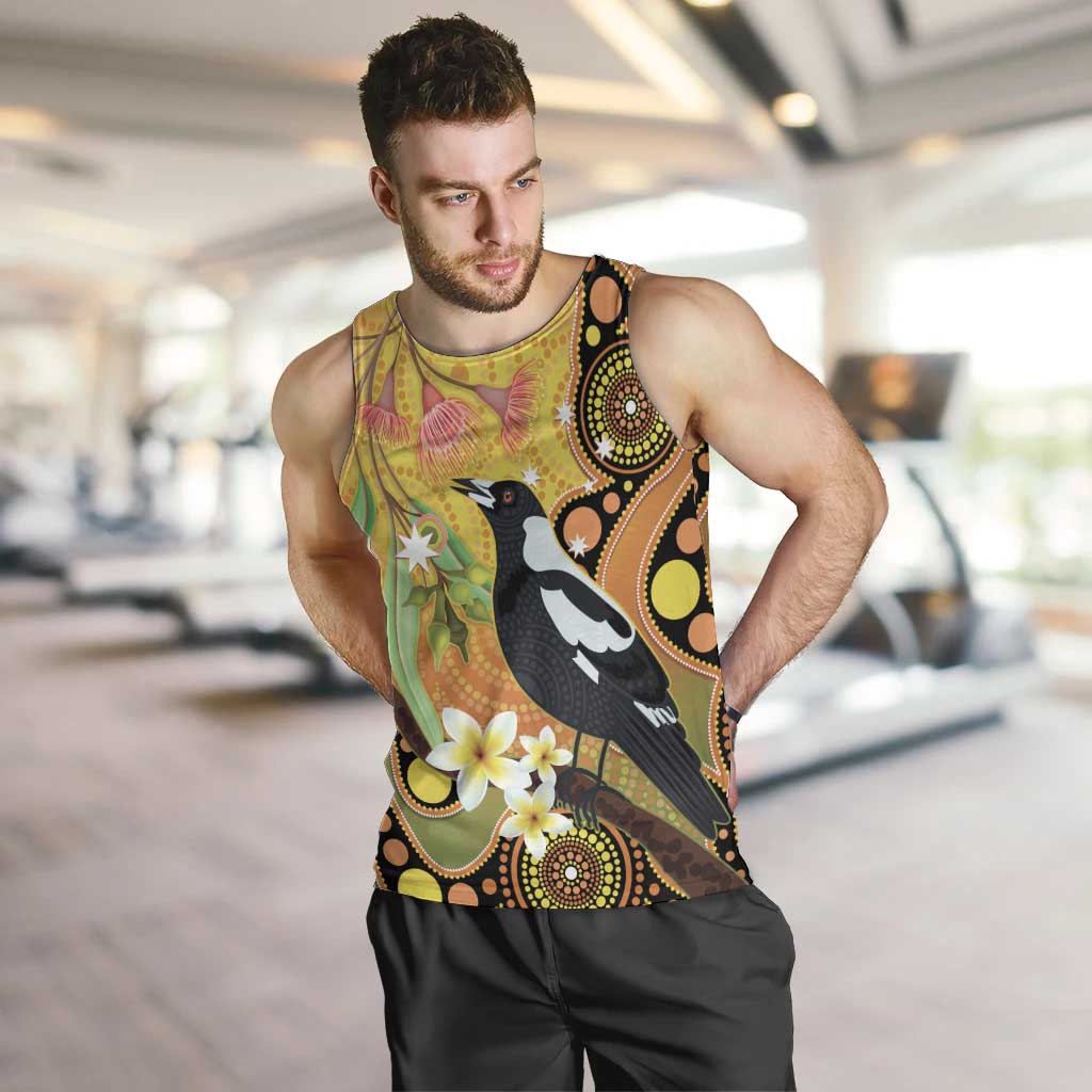 Australia Eucalyptus Flower And Magpie Men Tank Top Aboriginal Art