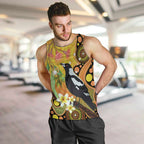 Australia Eucalyptus Flower And Magpie Men Tank Top Aboriginal Art