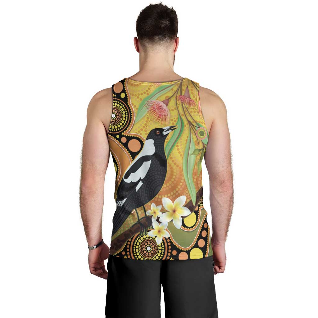 Australia Eucalyptus Flower And Magpie Men Tank Top Aboriginal Art