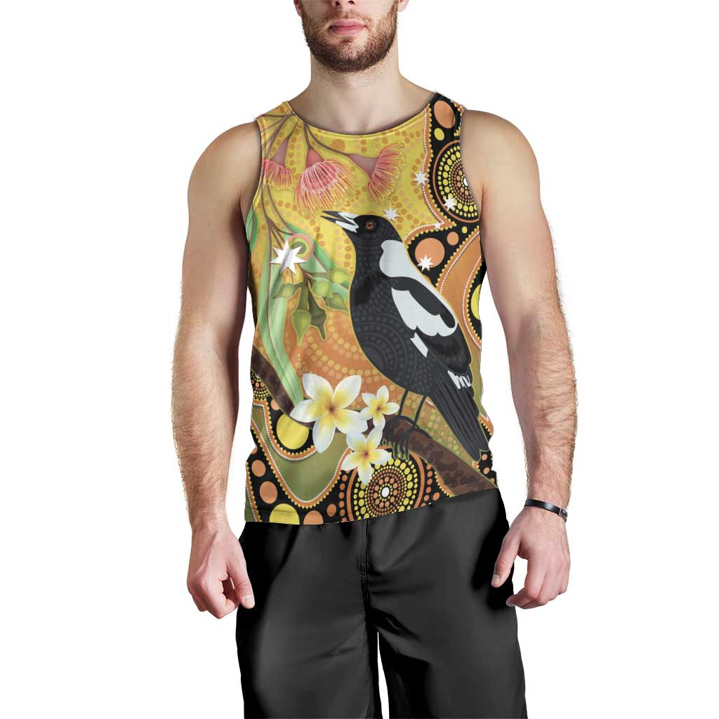 Australia Eucalyptus Flower And Magpie Men Tank Top Aboriginal Art