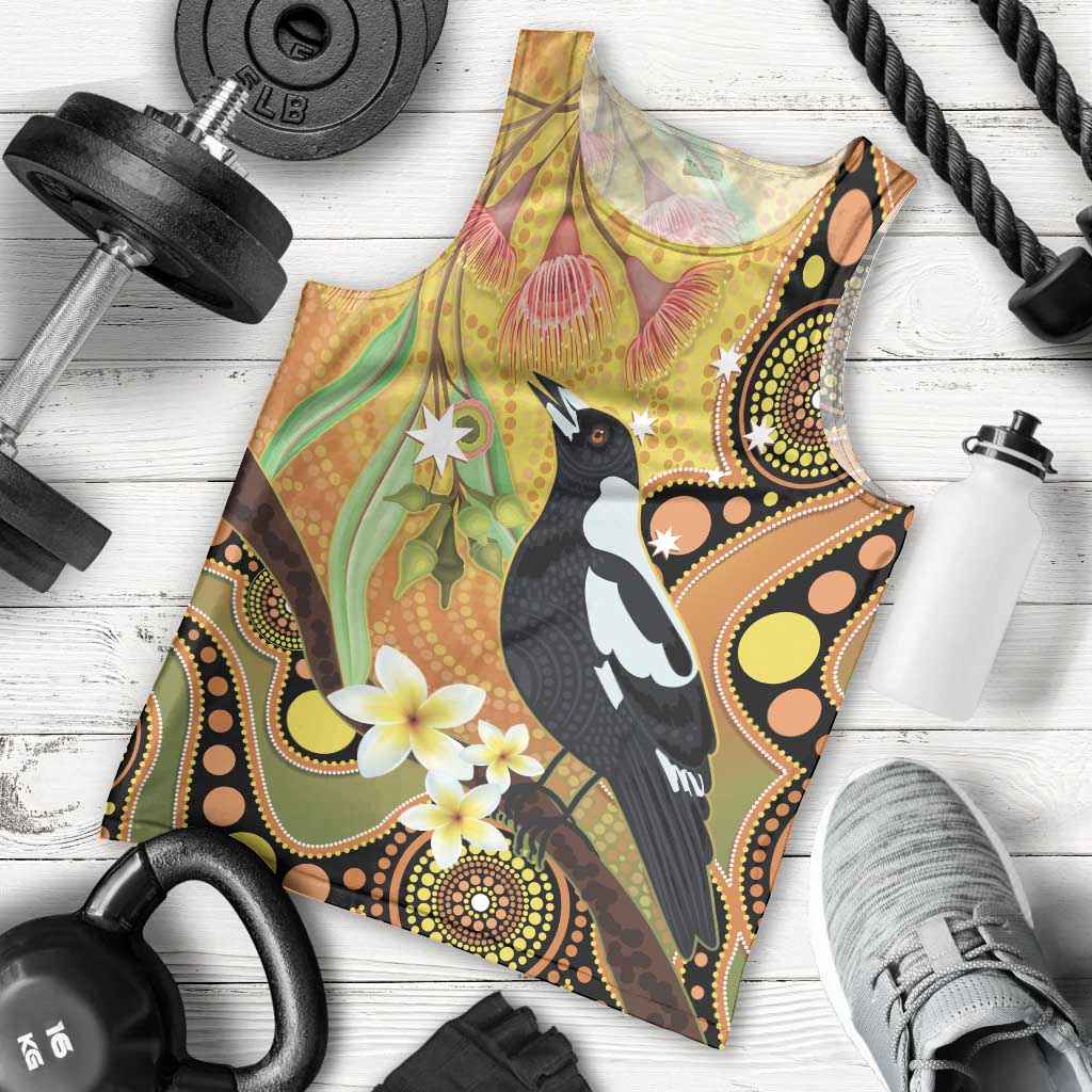 Australia Eucalyptus Flower And Magpie Men Tank Top Aboriginal Art