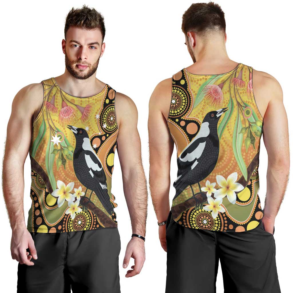 Australia Eucalyptus Flower And Magpie Men Tank Top Aboriginal Art