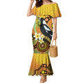 Australia Eucalyptus Flower And Magpie Mermaid Dress Aboriginal Art