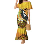 Australia Eucalyptus Flower And Magpie Mermaid Dress Aboriginal Art