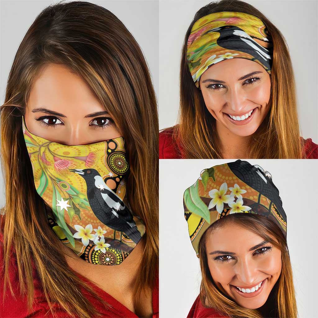 Australia Eucalyptus Flower And Magpie Neck Gaiter Aboriginal Art - Aussie Hoodie