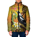 Australia Eucalyptus Flower And Magpie Padded Jacket Aboriginal Art - Aussie Hoodie