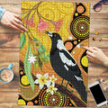 Australia Eucalyptus Flower And Magpie Puzzle Aboriginal Art - Aussie Hoodie
