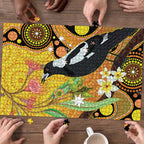 Australia Eucalyptus Flower And Magpie Puzzle Aboriginal Art - Aussie Hoodie