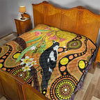 Australia Eucalyptus Flower And Magpie Quilt Aboriginal Art