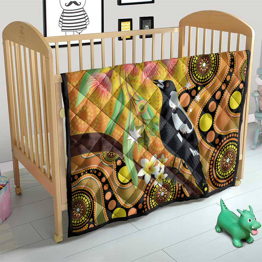 Australia Eucalyptus Flower And Magpie Quilt Aboriginal Art