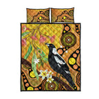 Australia Eucalyptus Flower And Magpie Quilt Bed Set Aboriginal Art