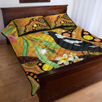 Australia Eucalyptus Flower And Magpie Quilt Bed Set Aboriginal Art