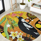 Australia Eucalyptus Flower And Magpie Round Carpet Aboriginal Art