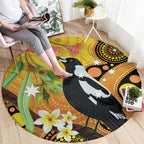 Australia Eucalyptus Flower And Magpie Round Carpet Aboriginal Art