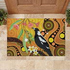 Australia Eucalyptus Flower And Magpie Rubber Doormat Aboriginal Art