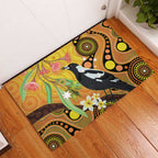 Australia Eucalyptus Flower And Magpie Rubber Doormat Aboriginal Art