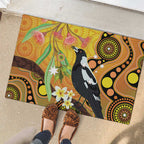 Australia Eucalyptus Flower And Magpie Rubber Doormat Aboriginal Art