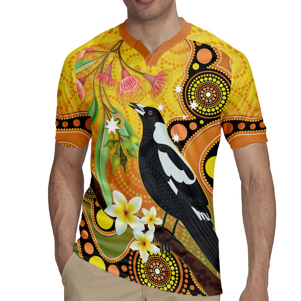 Australia Eucalyptus Flower And Magpie Rugby Jersey Aboriginal Art