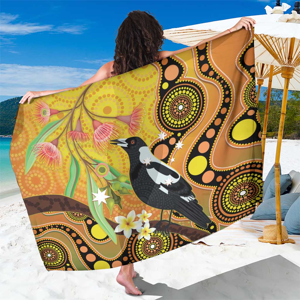Australia Eucalyptus Flower And Magpie Sarong Aboriginal Art