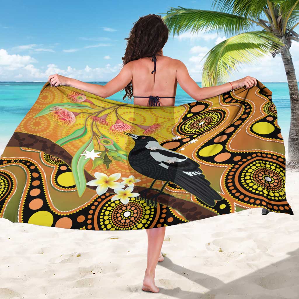 Australia Eucalyptus Flower And Magpie Sarong Aboriginal Art
