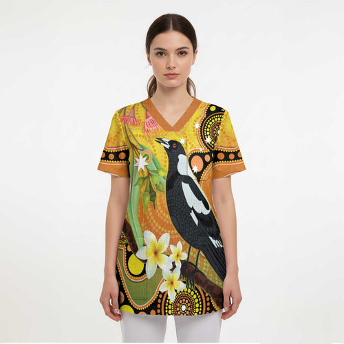 Australia Eucalyptus Flower And Magpie Scrub Top Aboriginal Art - Aussie Hoodie