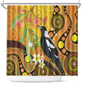 Australia Eucalyptus Flower And Magpie Shower Curtain Aboriginal Art
