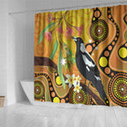 Australia Eucalyptus Flower And Magpie Shower Curtain Aboriginal Art