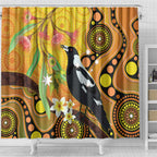Australia Eucalyptus Flower And Magpie Shower Curtain Aboriginal Art