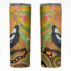 Australia Eucalyptus Flower And Magpie Skinny Tumbler Aboriginal Art