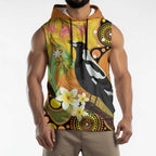Australia Eucalyptus Flower And Magpie Sleeveless Hoodie Aboriginal Art - Aussie Hoodie