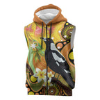 Australia Eucalyptus Flower And Magpie Sleeveless Zip Hoodie Aboriginal Art LT14