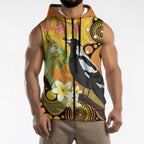 Australia Eucalyptus Flower And Magpie Sleeveless Zip Hoodie Aboriginal Art LT14
