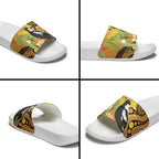 Australia Eucalyptus Flower And Magpie Slide Sandals Aboriginal Art - Aussie Hoodie
