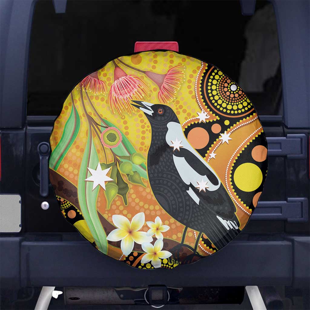 Australia Eucalyptus Flower And Magpie Spare Tire Cover Aboriginal Art
