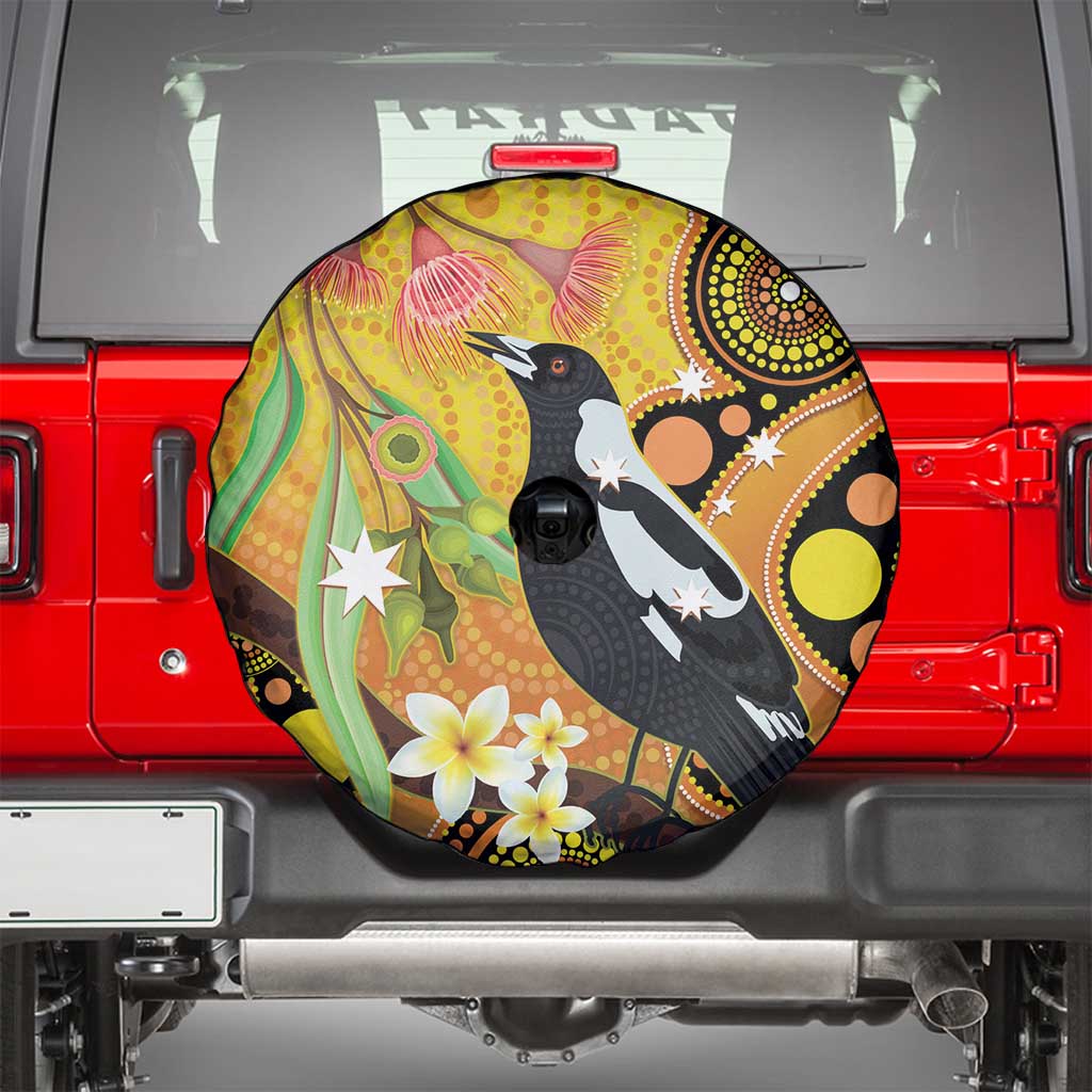 Australia Eucalyptus Flower And Magpie Spare Tire Cover Aboriginal Art