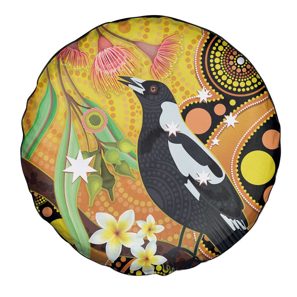 Australia Eucalyptus Flower And Magpie Spare Tire Cover Aboriginal Art