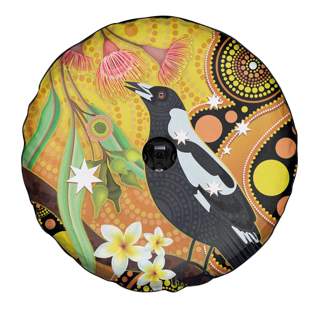 Australia Eucalyptus Flower And Magpie Spare Tire Cover Aboriginal Art