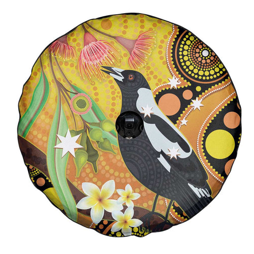 Australia Eucalyptus Flower And Magpie Spare Tire Cover Aboriginal Art