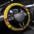 Australia Eucalyptus Flower And Magpie Steering Wheel Cover Aboriginal Art