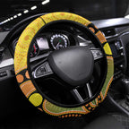 Australia Eucalyptus Flower And Magpie Steering Wheel Cover Aboriginal Art