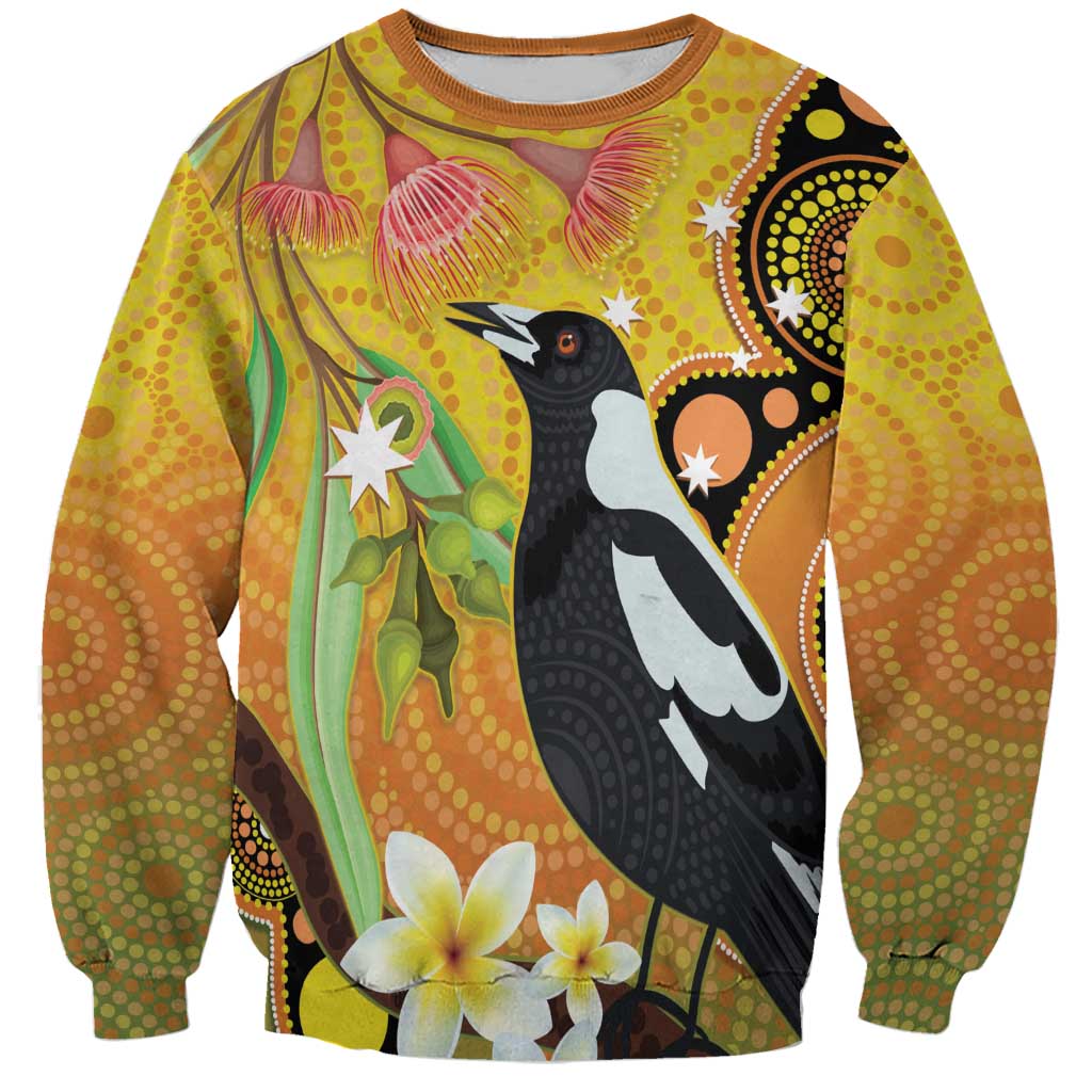 Australia Eucalyptus Flower And Magpie Sweatshirt Aboriginal Art