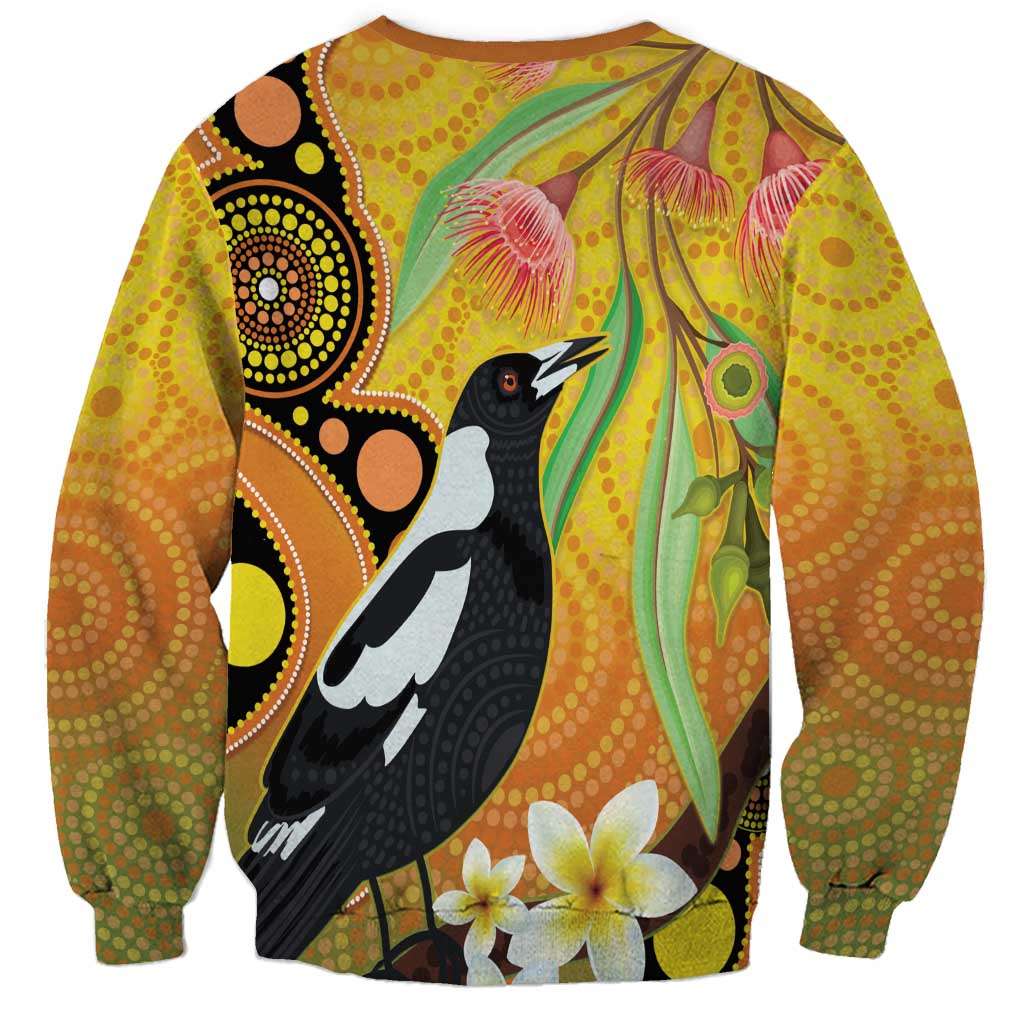 Australia Eucalyptus Flower And Magpie Sweatshirt Aboriginal Art