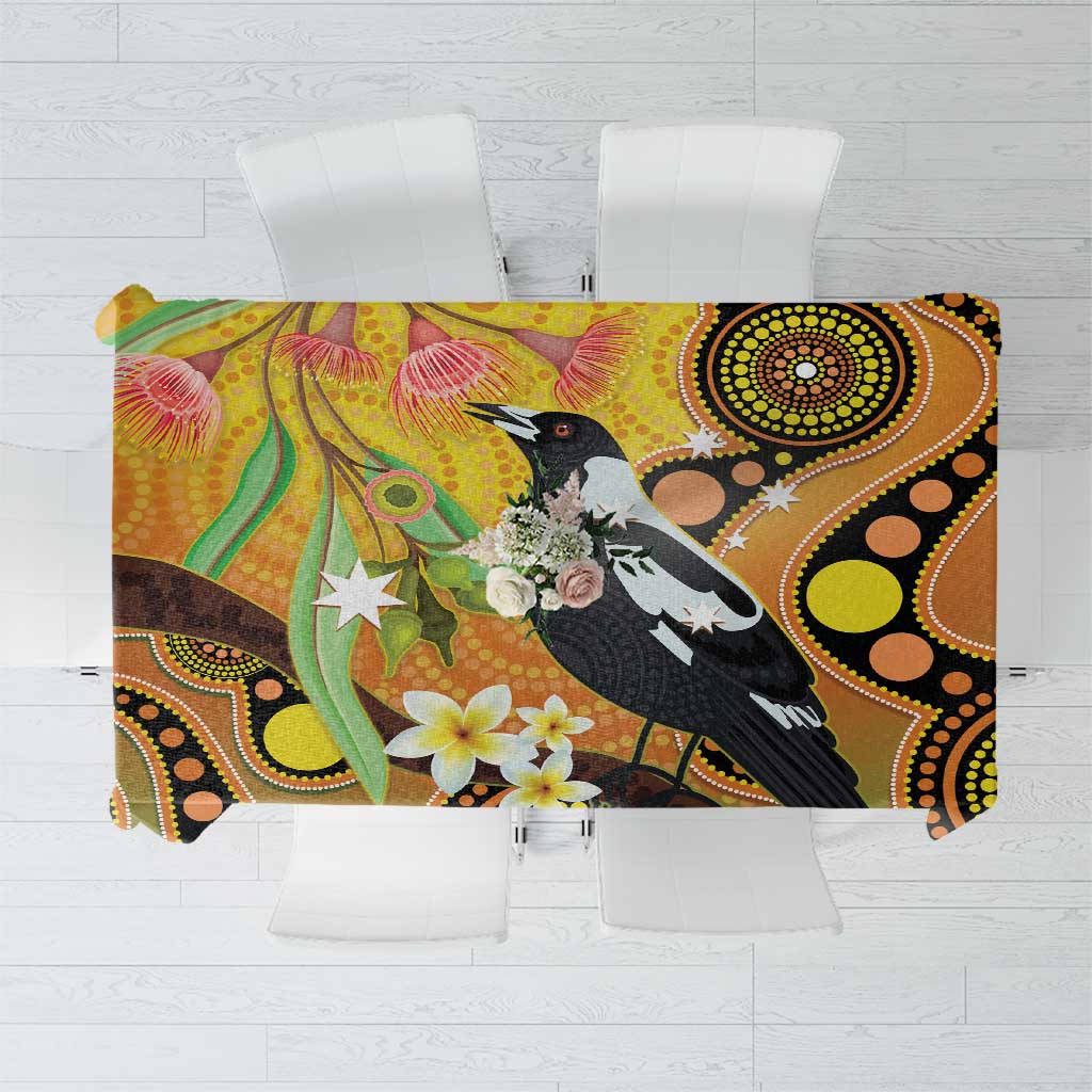 Australia Eucalyptus Flower And Magpie Tablecloth Aboriginal Art