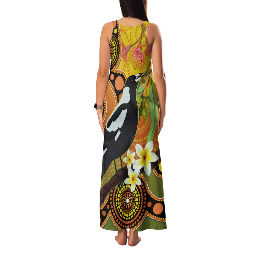 Australia Eucalyptus Flower And Magpie Tank Maxi Dress Aboriginal Art