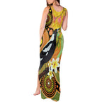 Australia Eucalyptus Flower And Magpie Tank Maxi Dress Aboriginal Art