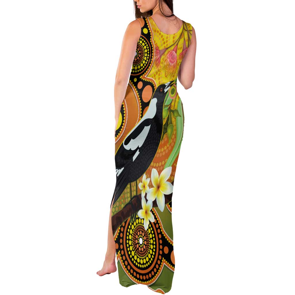 Australia Eucalyptus Flower And Magpie Tank Maxi Dress Aboriginal Art