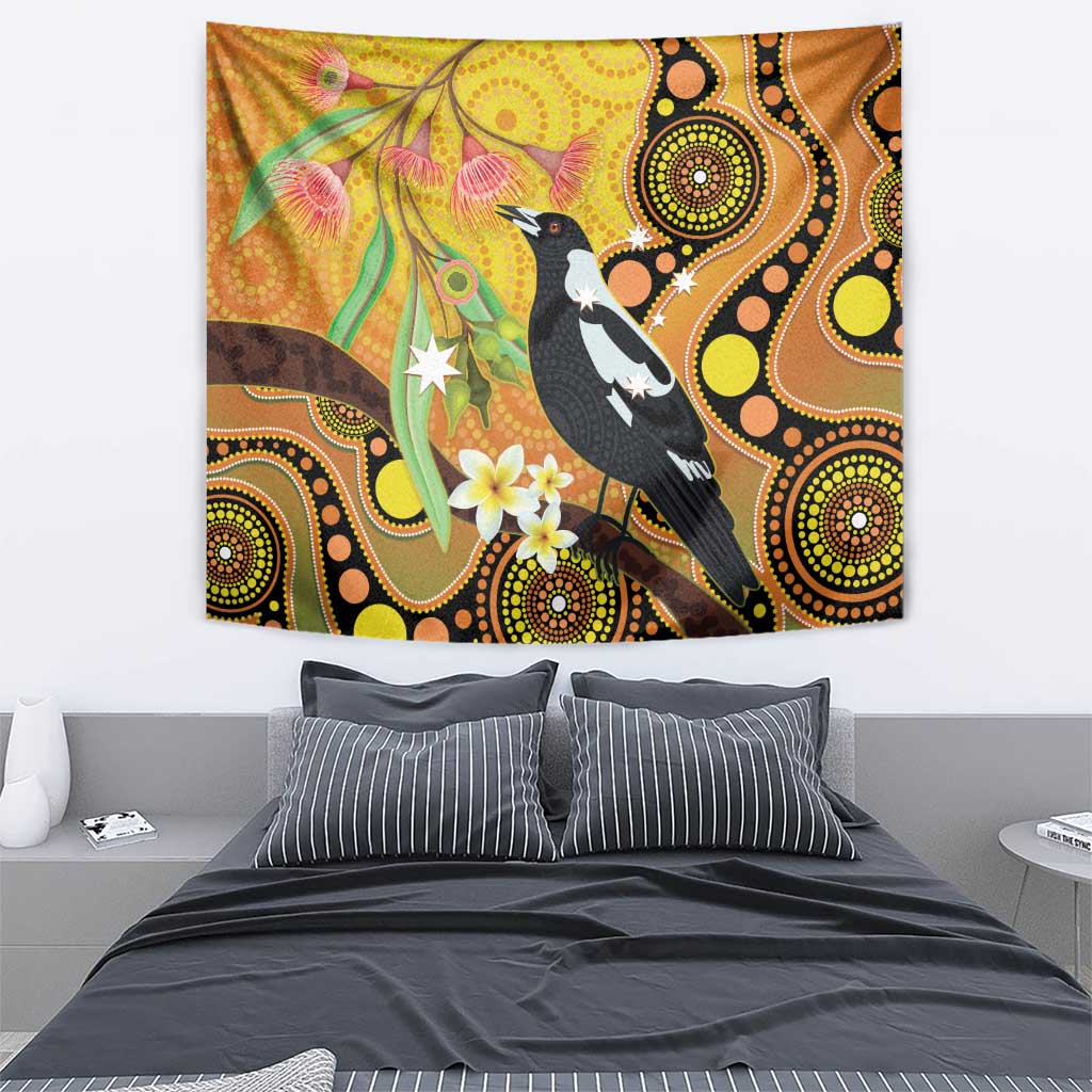 Australia Eucalyptus Flower And Magpie Tapestry Aboriginal Art